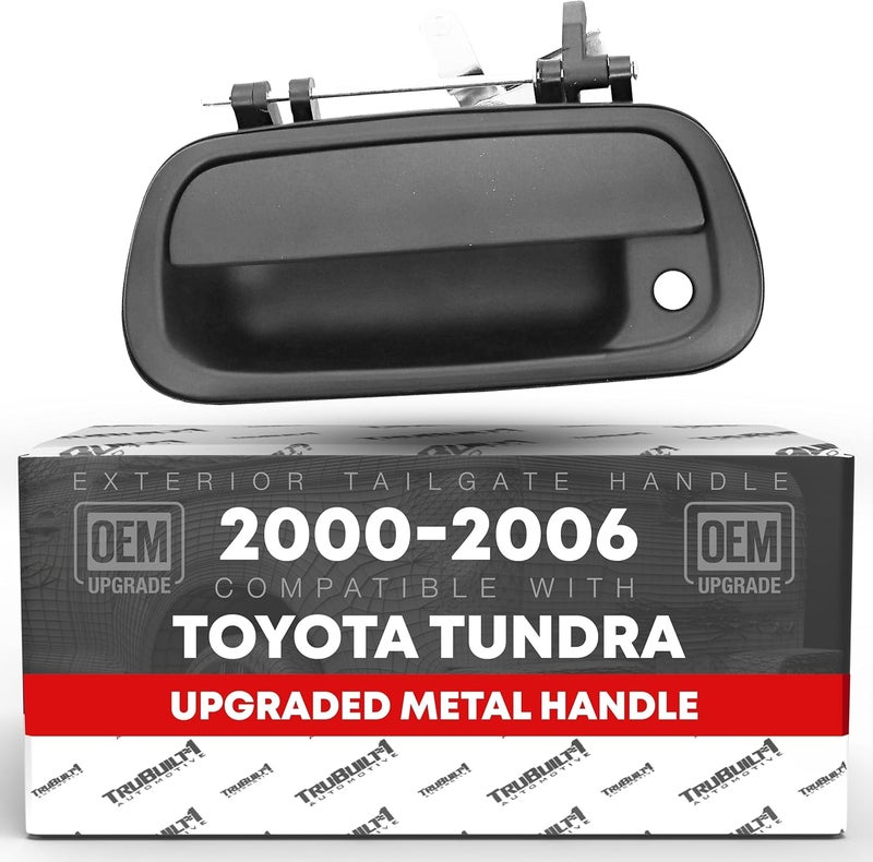 T1A Tailgate Handle Latch Upgraded Metal, Compatible with 2000-2006 Toyota Tundra - Exterior Tailgate Assembly, Textured Black, w/Keyhole - OEM 69090-0C010-Metal, 80866, TO1915110 - Image 1